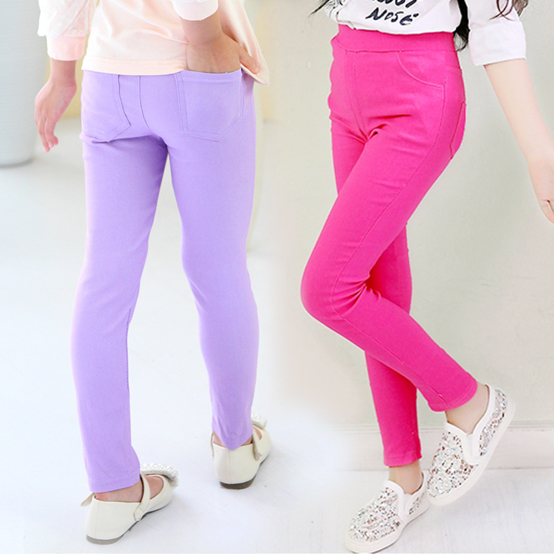 Girls' Pencil Pants Spring and Summer Thin Children's Summer Outer Skinny Pants Tight Stretch Candy Color Children's Leggings