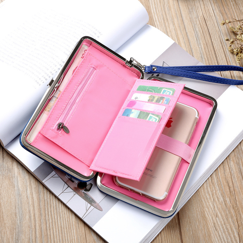韓国の多目的ロングタイプの蝶結びの携帯電話のアイデアの女性の財布の多カードのカードのカバンの学生の小銭の財布|undefined