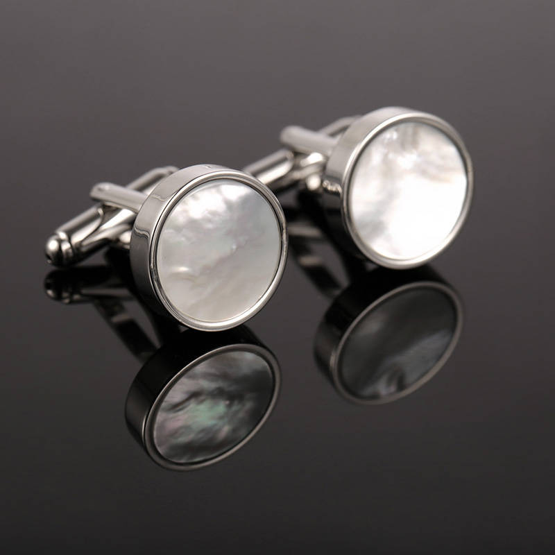 Hot Sale Shell Cufflinks French Style Costume Cuff Wedding Celebration Dress Round Sleeve Stud 10216