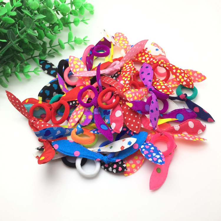 Wholesale Korean version of children's towel hair rope rabbit ears hair band Rubber Band 2 yuan shop stall hair accessories headdress supply