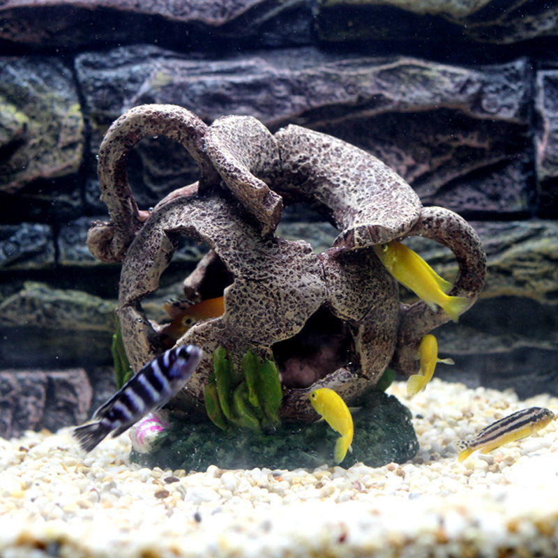 樹脂水族館の装飾品水槽洞窟エビ隠れ家装飾クライミングペットの装飾造花花瓶|undefined