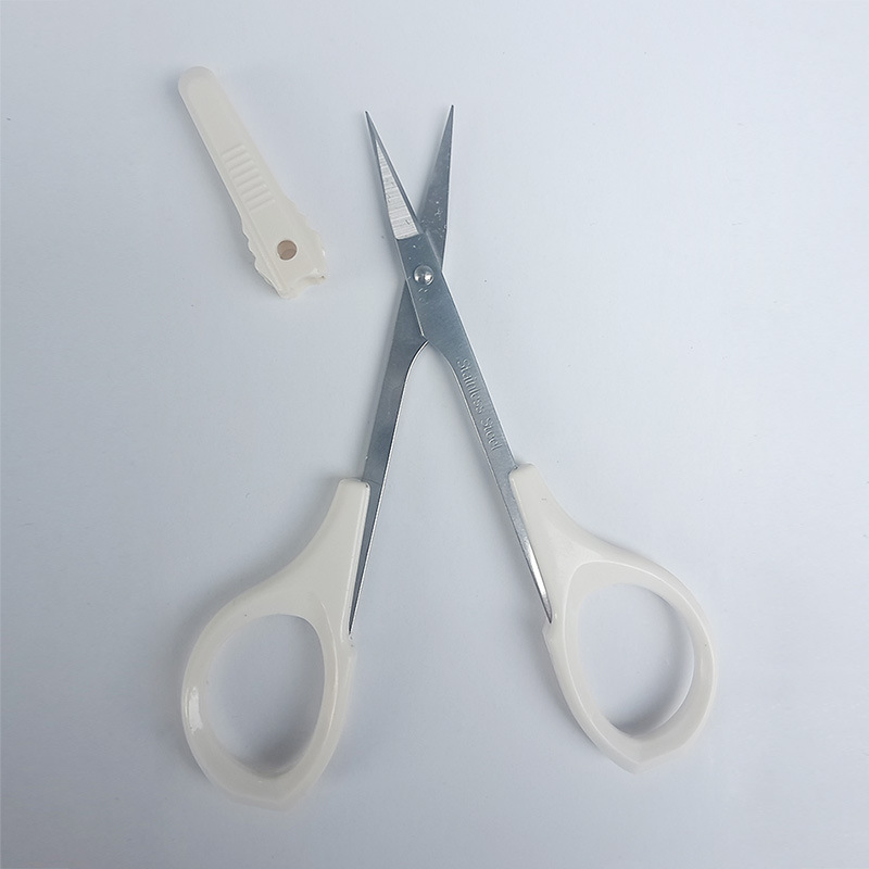 Shuangling scissors small eyebrow scissors stainless steel double eyelid stickers scissors eyebrow beauty nose hair straight elbow scissors wholesale