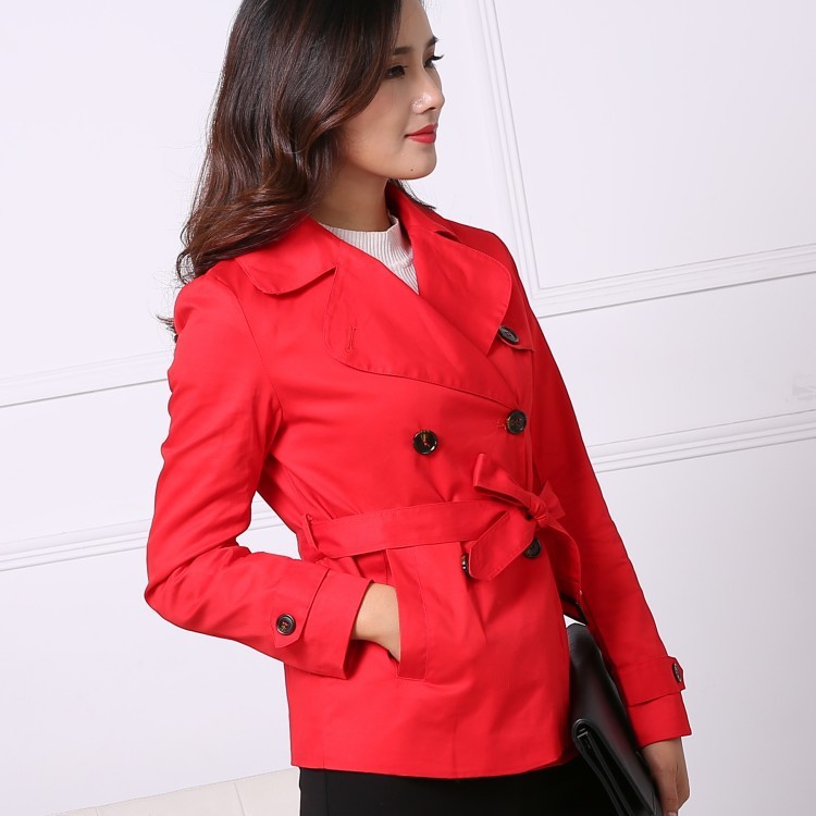 Women's top spring and autumn coat star cotton short trench coat