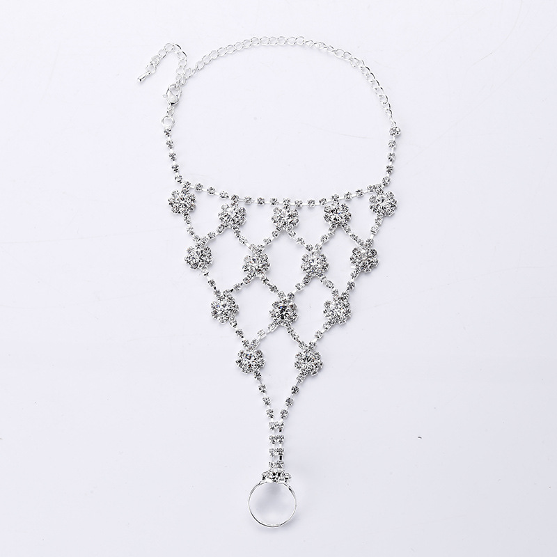 European and American Foreign trade bridal rhinestone anklet wholesale leaf anklet Beach jewelry finger anklet anklet anklet