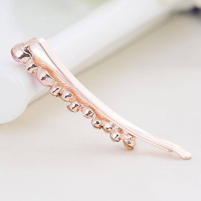 New Shiny Rhinestone Bow Style Pair Clip Korean Style Girl's All-match Hairpin One-word Bangs Clip Supply