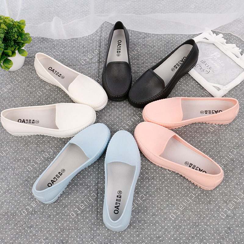 Nurse Pregnant Women's Casual Waterproof Non-Slip Pea Shoes Black Hotel Work Shoes White Shoes Women's Soft and Comfortable