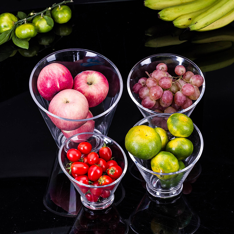 Creative Acrylic Vegetable and Fruit Diangle Bowl Thickened Transparent Crystal Diangle Fruit Bucket Hot Pot Tableware