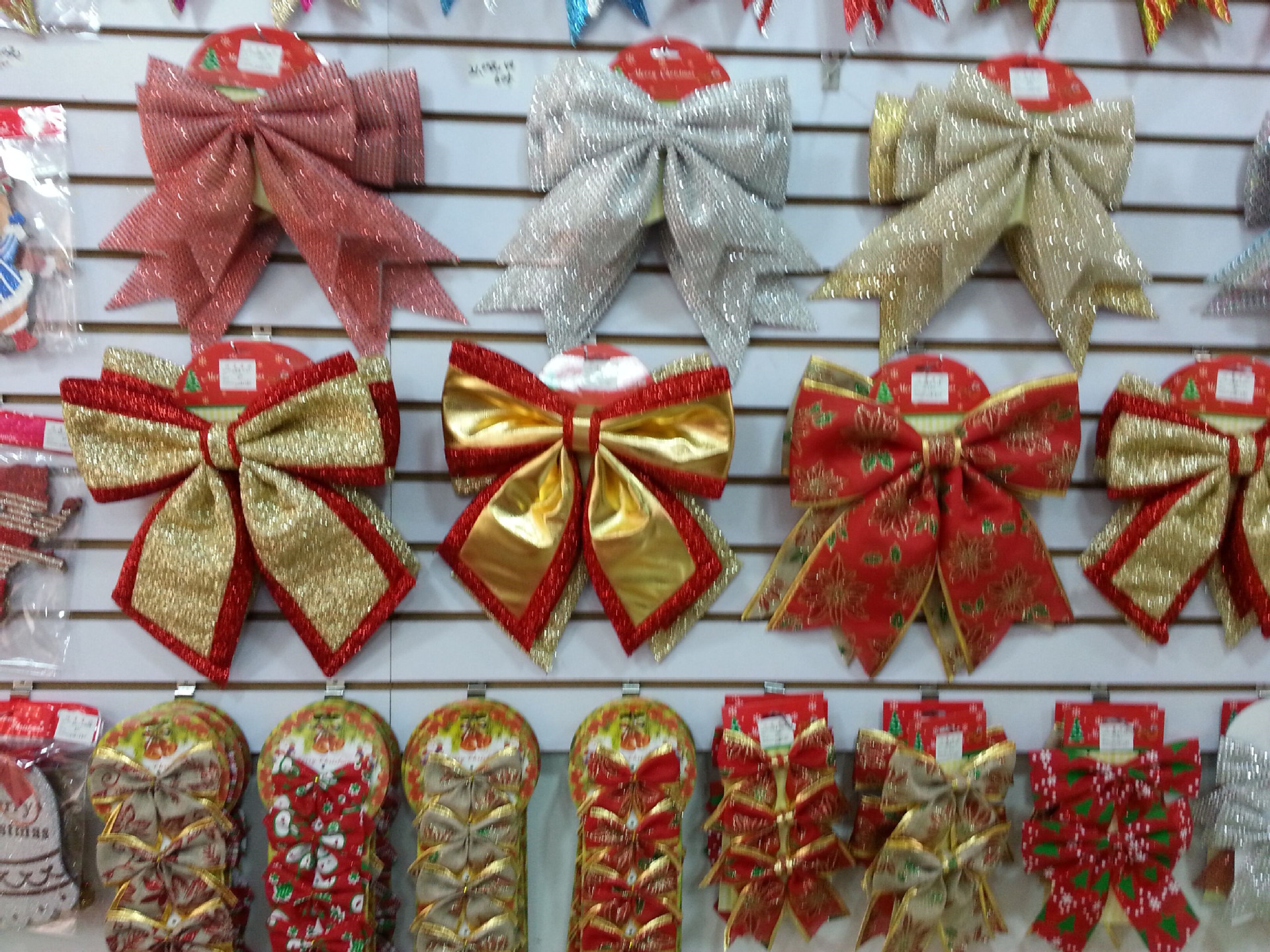 25cm Glitter Powder Christmas Bow Hanging Christmas Tree Decoration diy Accessories Christmas Bow Pendant_voghion.com