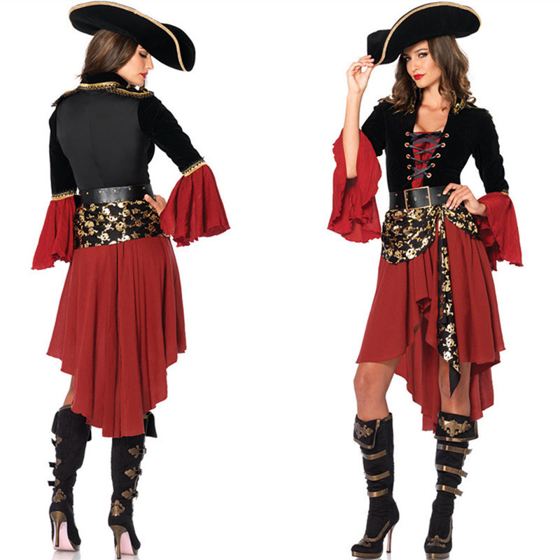 2022 New Women's Pirate Costume Halloween Clothing European and American Game Uniform Role Playing Cosplay 