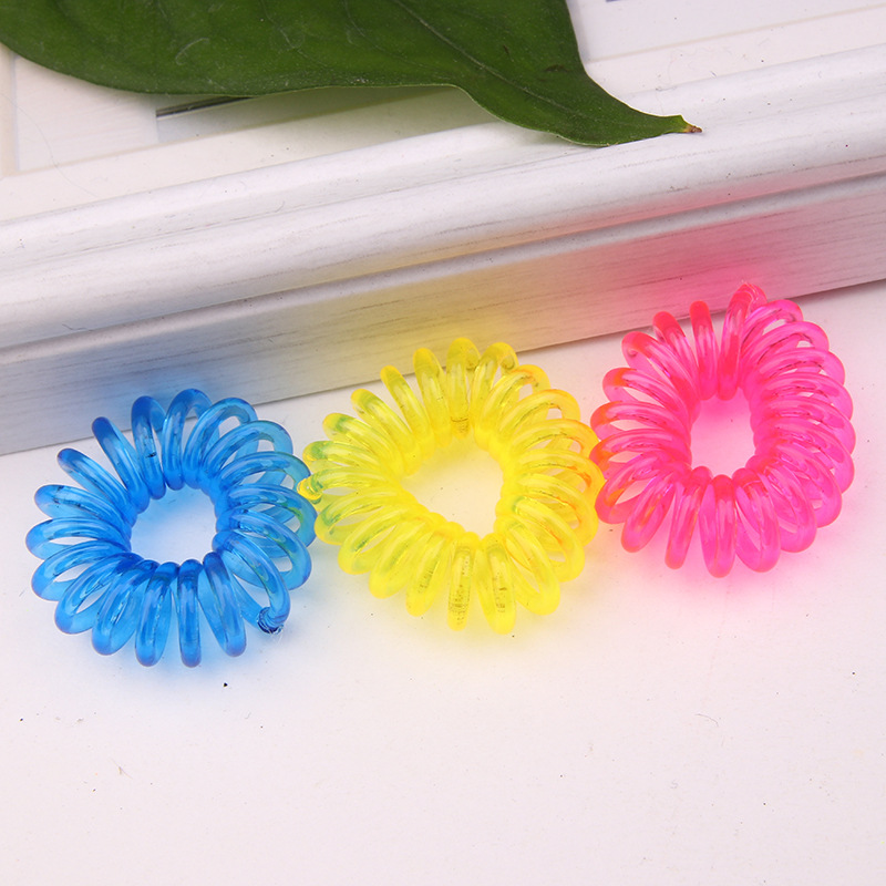 Small transparent telephone line hair rope hair ring color rubber band headdress Yiwu jewelry headdress stall foreign trade Wholesale