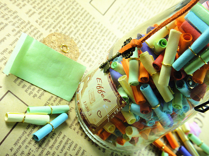 Wishing letter ring wholesale decorative colorful paper paper wishing bottle love letter roll paper creative small gift letter paper with iron ring