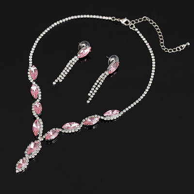 Exquisite water drop crystal diamond necklace earrings suit wedding bridal clothing accessories wholesale N100