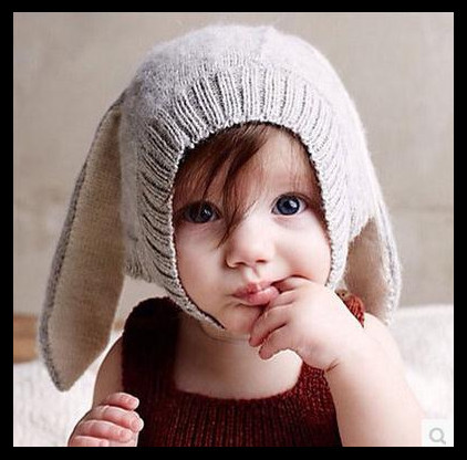Children's Long Ear Rabbit Hat Boys and Girls Baby New Hats Baby Children's Long Ear Knitted Pullover Cap