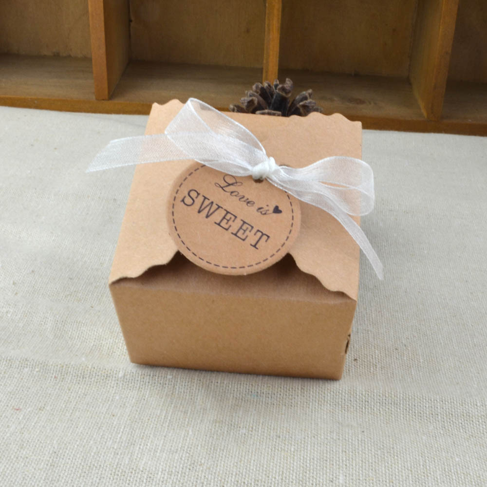 Wavy Kraft Paper European Style Vintage DIY Candy Box European Style Candy Box Square Kraft Paper Candy Box