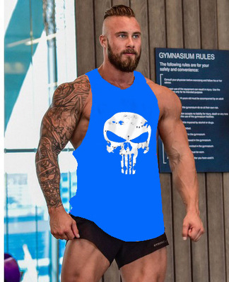 Gym Sports Running Fitness Training Vest Men's Bodybuilding Sleeveless Cotton Foreign Trade I-shaped Vest