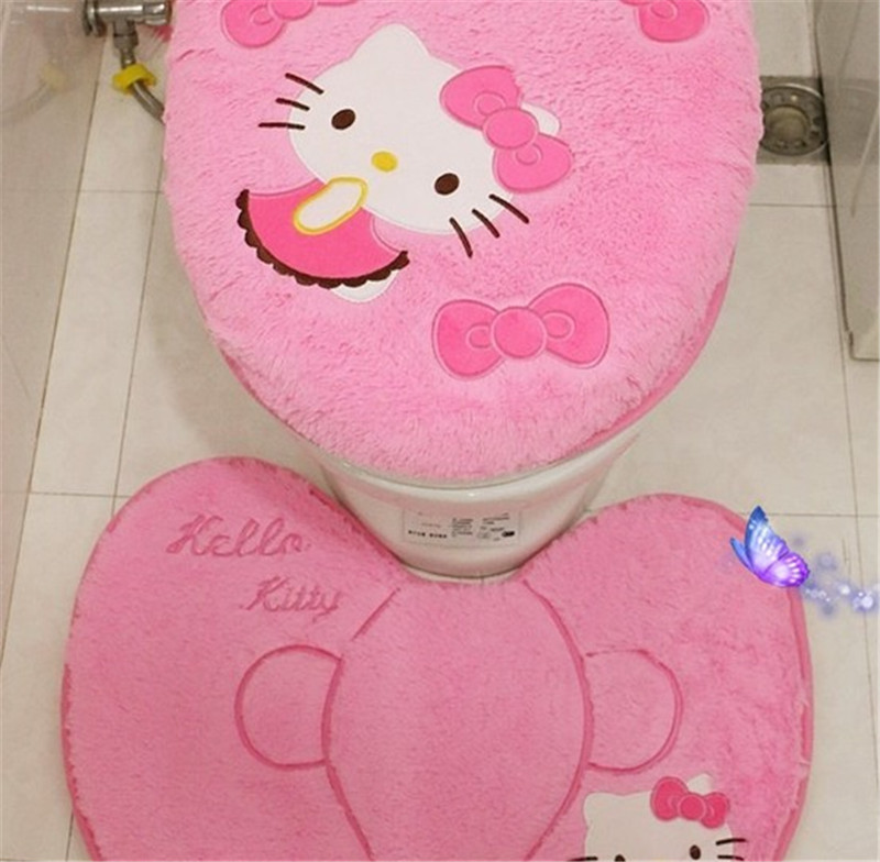 New cartoon toilet pad set Korean Velvet toilet four-piece set toilet pad a generation of hair