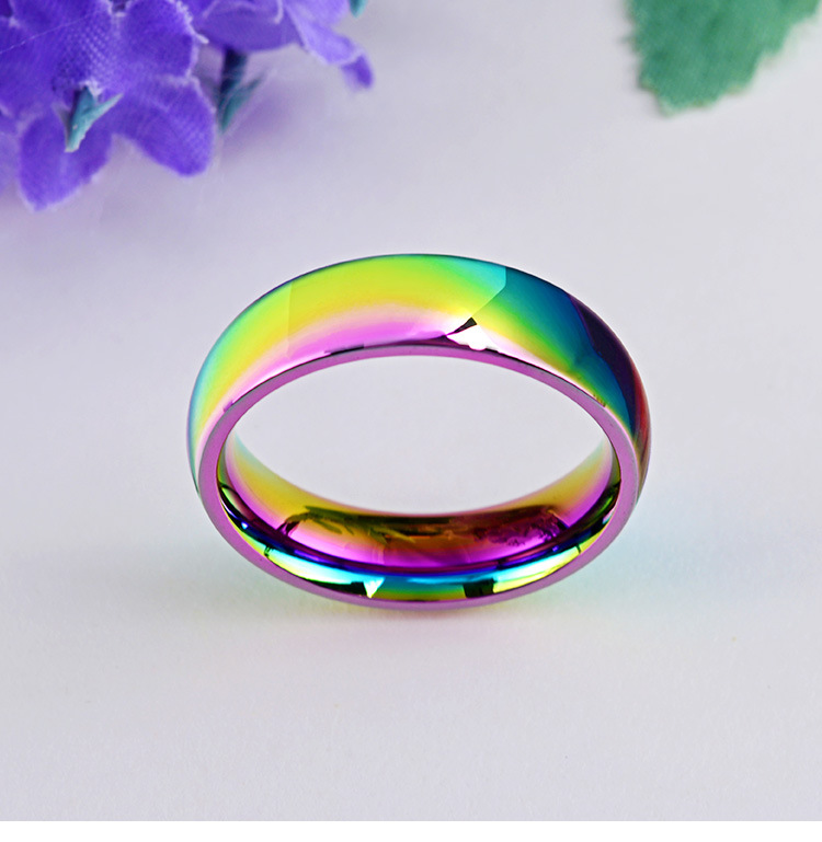 Titanium steel colorful colorful colorful ring Korean rainbow ring European and American popular jewelry wholesale JZ026