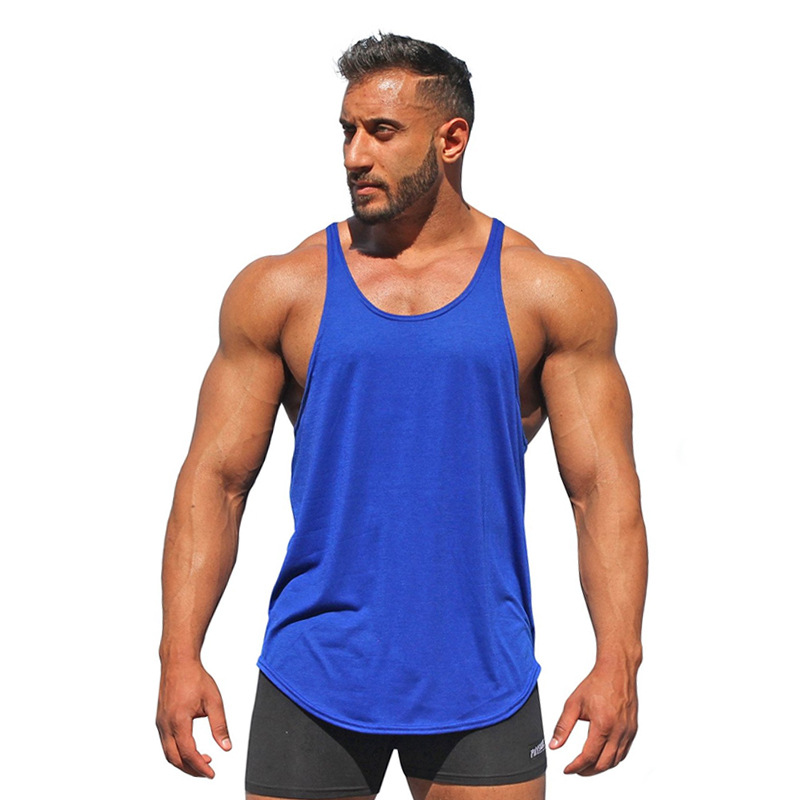 AliExpress wish Amazon New Men's Base Solid Color Fitness Sports Cotton Tape Vest Muscle