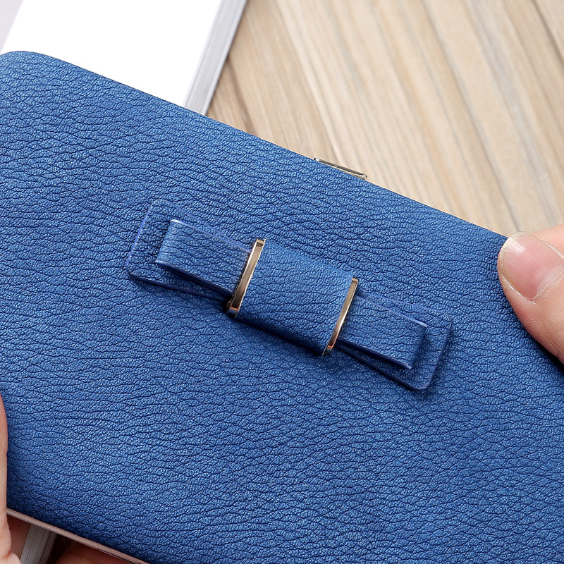 韩版多用途长款蝴蝶结手机包创意女士钱包多卡位卡包学生零钱包
