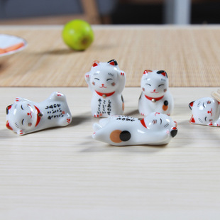 Ceramic decoration zakka Japanese-style grocery chopsticks holder tableware golden cat restaurant crafts A- 414