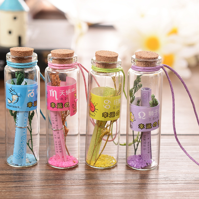 Small Cork glass bottle mini drift bottle wishing bottle cap creative home lucky bottle