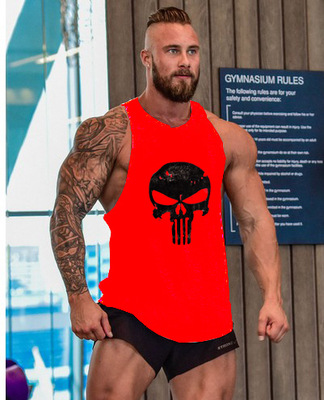 Gym Sports Running Fitness Training Vest Men's Bodybuilding Sleeveless Cotton Foreign Trade I-shaped Vest