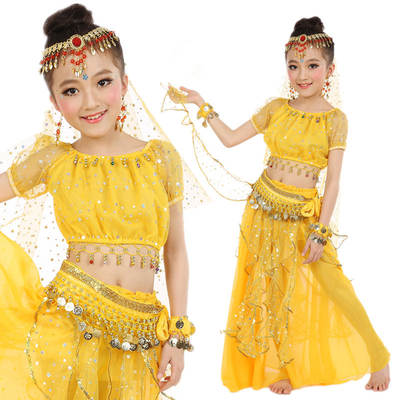 New children's belly dance performance suit Indian dance children's clothing highlight wave dress