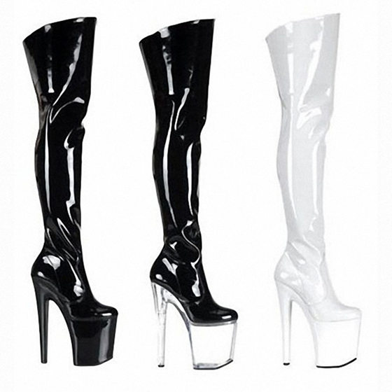 20cm high-heeled patent leather women's boots hate sky high knee high heels nightclub knee boots boots can be customized
