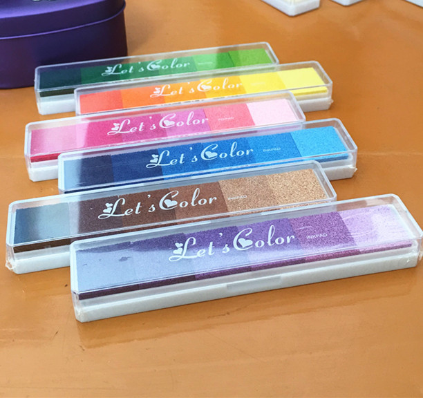 Candy Color Long Strip Gradient Color Inkpad Finger Painting Inkpad DIY Seal Accessories 6 Color Selection