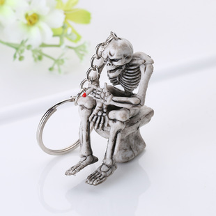 AliExpress Explosive High Quality Key Ring Rubber Toilet Skull Keychain Skull Keychain