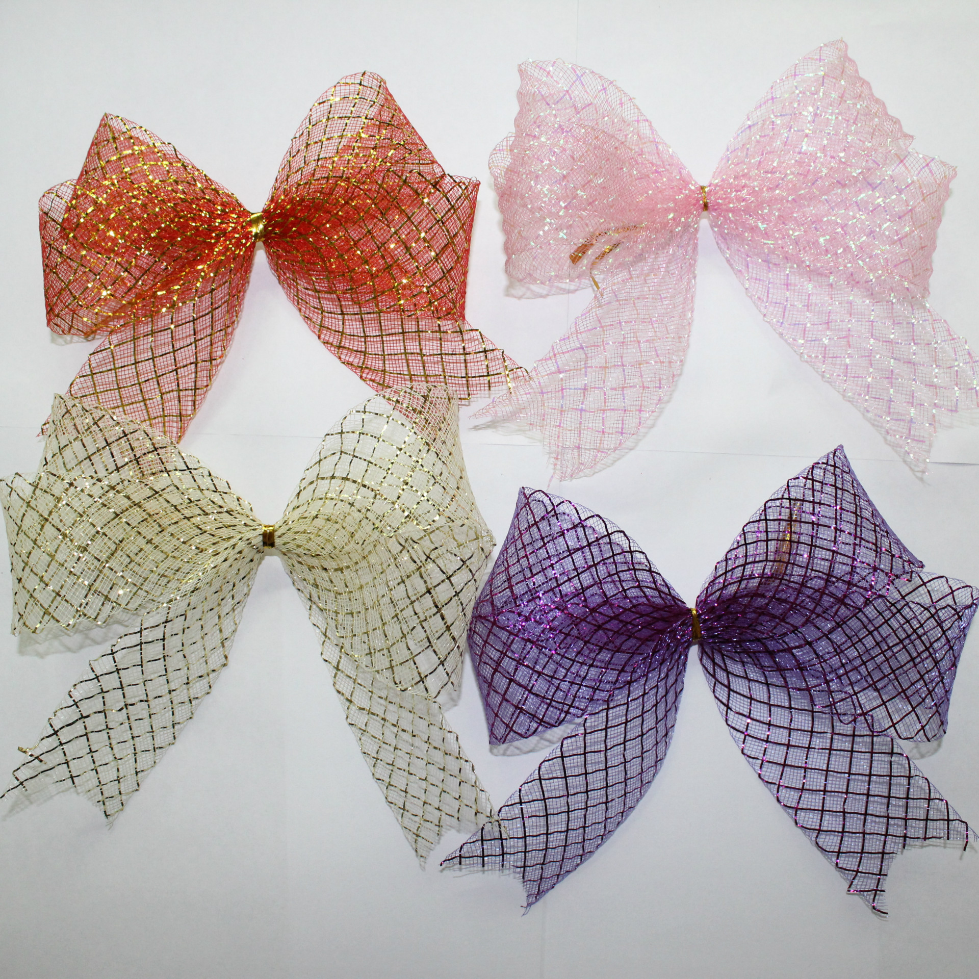 25cm Glitter Powder Christmas Bow Hanging Christmas Tree Decoration diy Accessories Christmas Bow Pendant_voghion.com