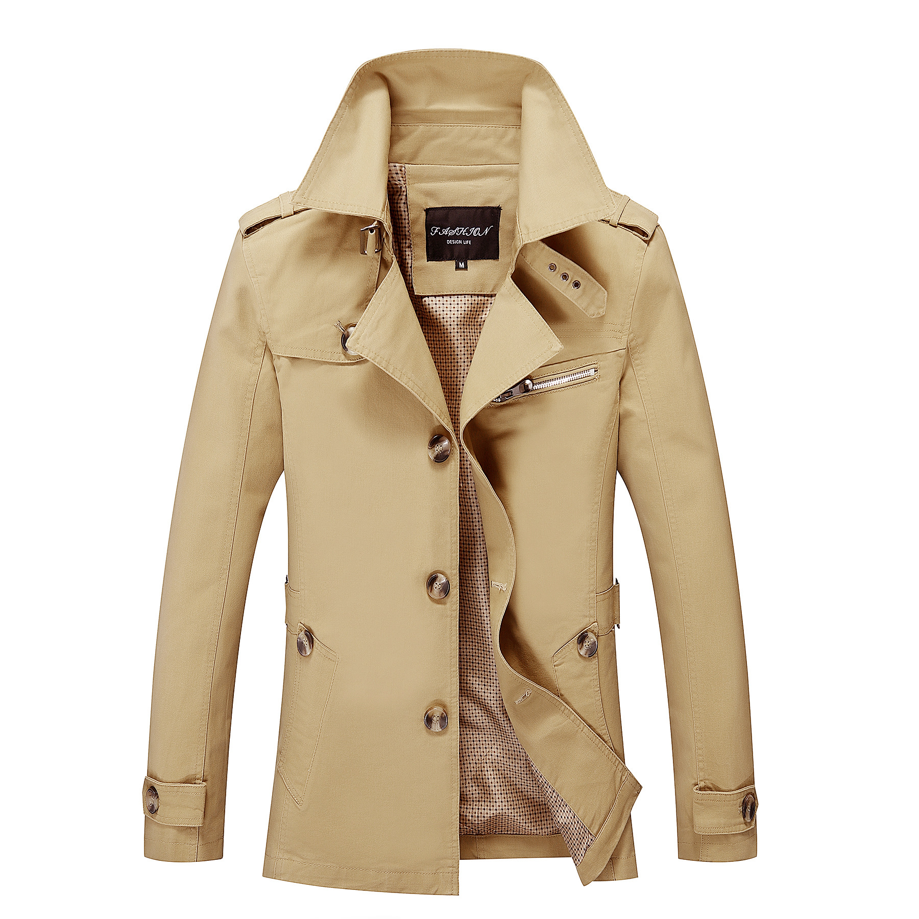 Autumn 2023 Men's Jacket Men's Thin Coat Large Size Business Casual Mid-length Cotton Washed Coat