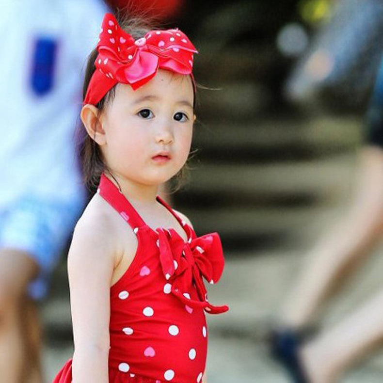 Ollie same swimsuit peach heart children's one-piece dress swimsuit young children's baby girls' hot spring swimsuit