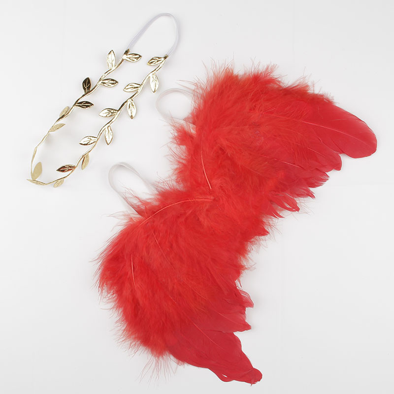 New European and American Leaf Flower Headband and Angel Feather Wings Baby Photo Props Baby Fashion Decoration