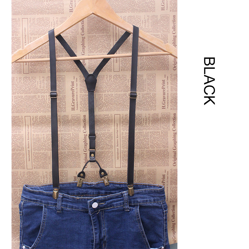 Original Handmade Cowhide Genuine Leather Vintage Suspender Jeans Trouser Strap Adjustable for Men and Women Narrow Adult Suspender Strap