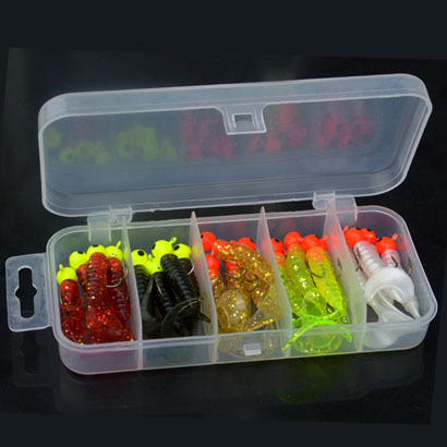 Wholesale soft bait set box Luya bait set lead head hook hanging soft worm bionic 20 pieces fake bait lead head hook fishing gear