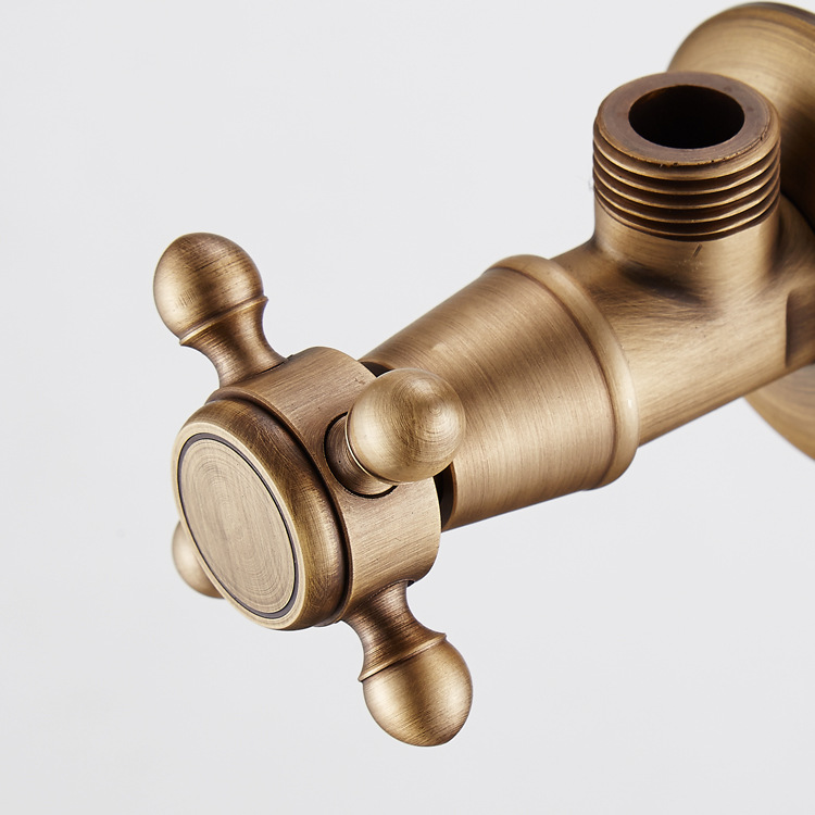 Oubei sanitary ware factory wholesale European bathroom bathroom hardware brass retro antique triangle valve eight-word valve