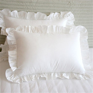 Pure White Lace Pillowcase Plain Handmade Pleated Pure Cotton Ruffled Pure Cotton Korean-style Solid Color Pillowcase