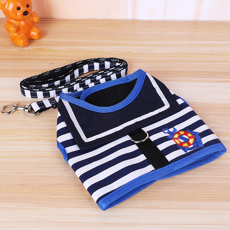 Pet supplies traction rope Navy wind chest strap dog chain two-use vest Teddy VIP chest strap wholesale