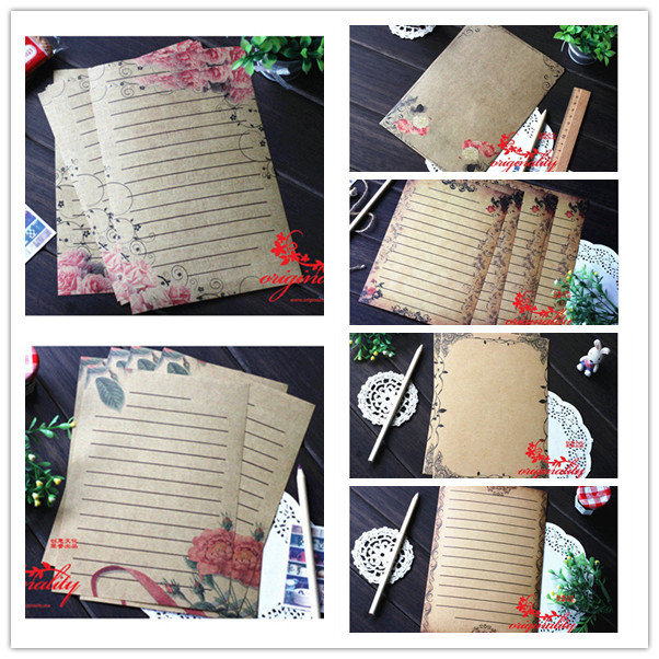 Dream dance culture original retro rose European lace Kraft paper stationery set 8 into 8 choose A5