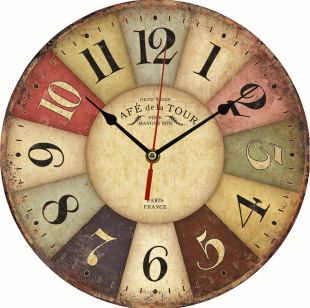 Factory wholesale creative wooden wall clock 30cm MDF density board hanging clock silent quartz clock living room wall clock