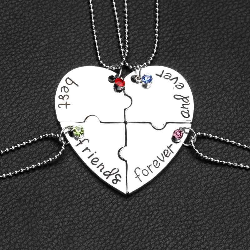 Japanese and Korean simple accessories best friends forever good friend girlfriends love stitching necklace pendant