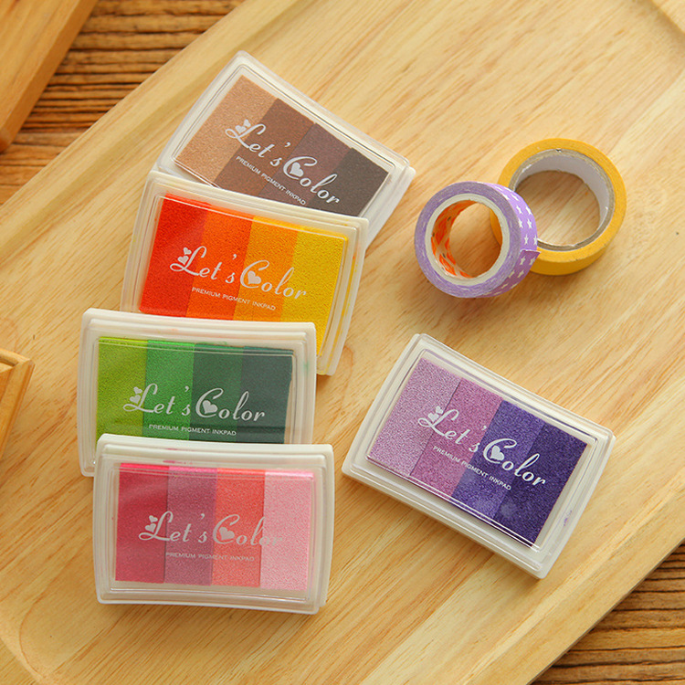 Seal companion cute gradient ink pad hand account DIY special 4-color gradient ink 6 colors optional