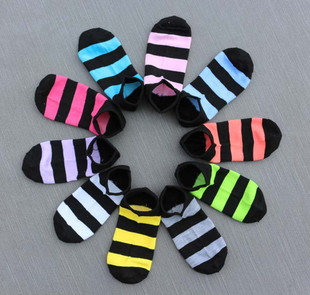 Zhuji Socks striped candy colored women's boat short shallow invisible socks stall manufacturers wholesale