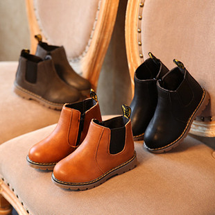 Autumn and Winter New Children's Martin Boots Boys Leather Boots Girls Ankle Boots British Style Fashion Mid-top Single Boots