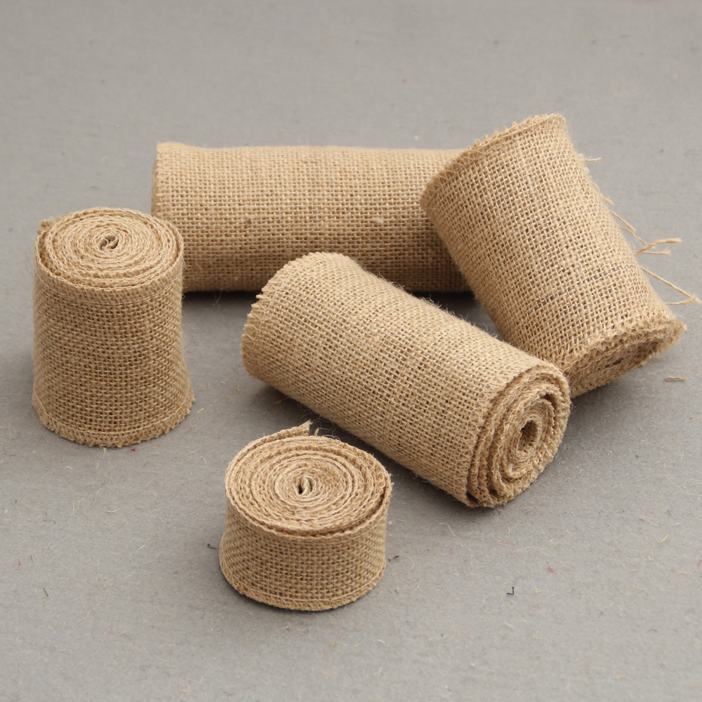 Solid color linen rolls DIY Christmas decoration wedding craft linen strips Jute cloth rolls Table flags and chair back fabrics