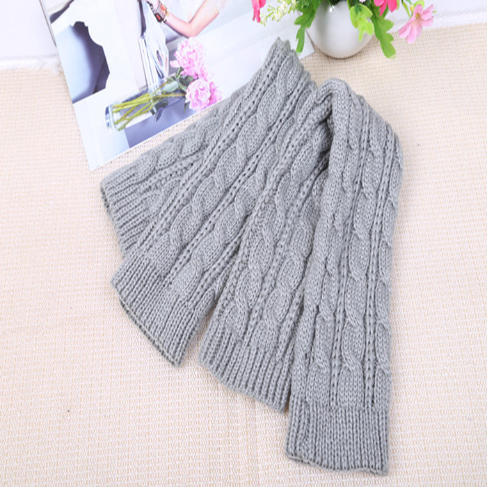 Yifan Autumn and Winter Outdoor Travel Warm Cold-proof Solid Color Twist Long Half-finger Elastic Sleeve Knitted Arm Cover for Women_voghion.com