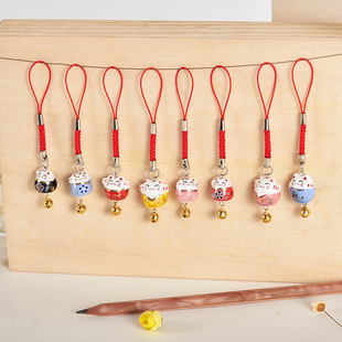 Factory Lucky Cat Hanging Ornaments Mobile Phone Hanging Rope Accessories Handmade Children's Small Gifts Wholesale
