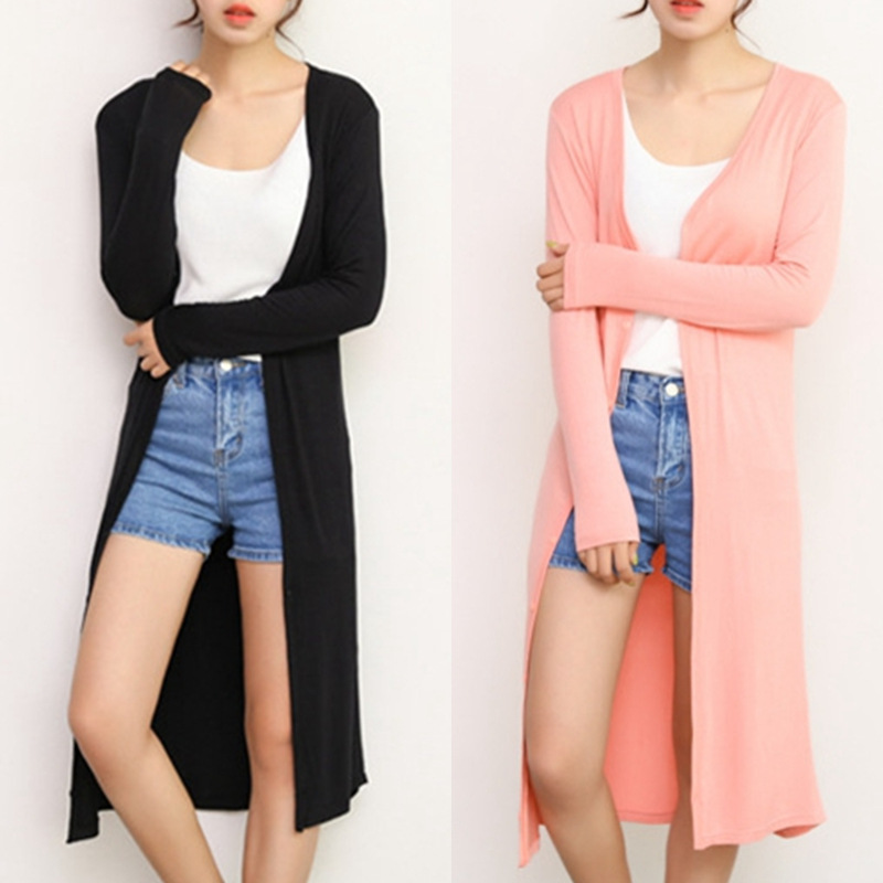 Women's Modale Long-Sleeve Open-Front Cardigan Sweatshirt, Oversized Summer and Autumn Cover-up Sun Shirt and Air Conditioning Shirt, Lightweight and Thin Outerwear