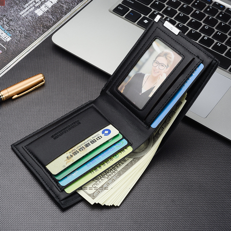 Cross-border hot new men's short wallet iron side Korean Youth Men's horizontal wallet trend card bag wholesale